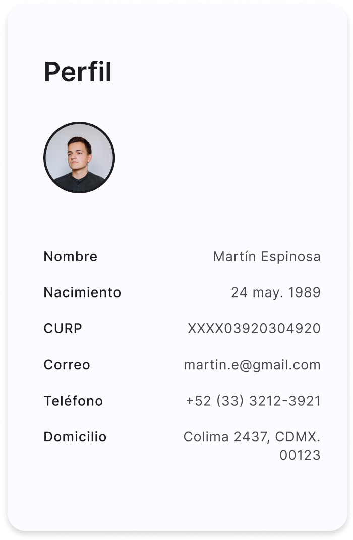 Worker profile dashboard showing personal and employment data